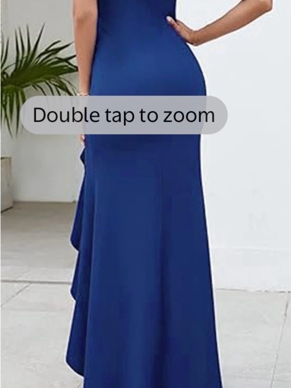 Amazon Royal Blue High-Low Ruffle V-Neck Dress - Picture 4 of 13